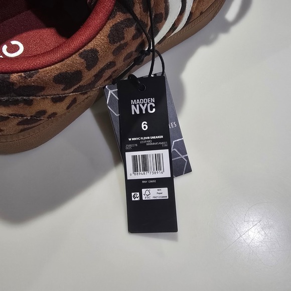 Madden NYC NIB Women Leopard Print FLDVR Sneaker Fold Over Tongue Brown Size 6 - Picture 4 of 8